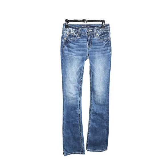 Miss Me Denim - Miss Me Jeans Bootcut Medium Wash Embellished Pockets Size 24